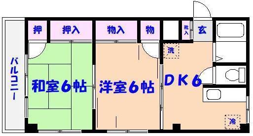 北郵ビル(2DK/2階)の間取り写真