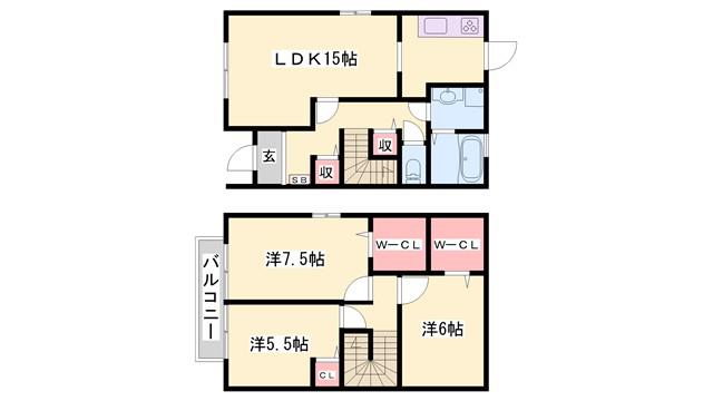 アルコート(3LDK/1階)の間取り写真