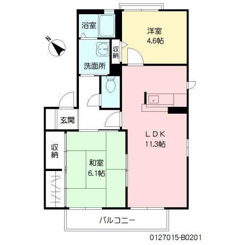 バリュージュRYO B棟(2LDK/2階)の間取り写真