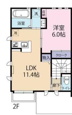 Gクレストパティオス(1LDK/2階)の間取り写真