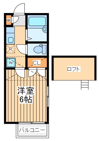 シャルム中村Ⅲ(1K/2階)の間取り写真