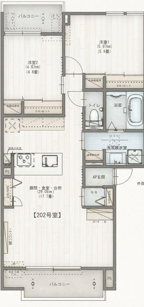 シャン・ドゥ・コルザ II(2LDK/3階)の間取り写真