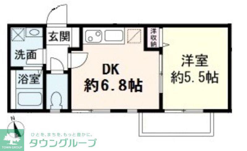 コーポヤマオカ(1DK/2階)の間取り写真
