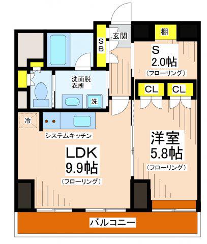 モン・ヴィラージュ仙川(1SLDK/6階)の間取り写真