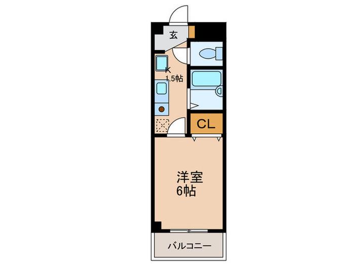 トーリエユタカ(1K/4階)の間取り写真