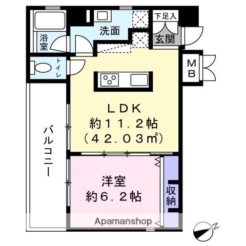 パーシモン・シティIII(1LDK/4階)の間取り写真