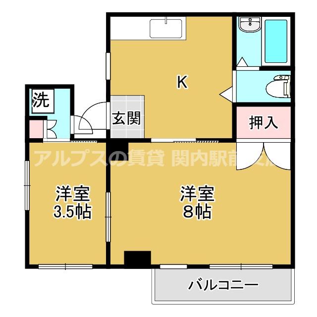 第1笠原ビル(2K/3階)の間取り写真