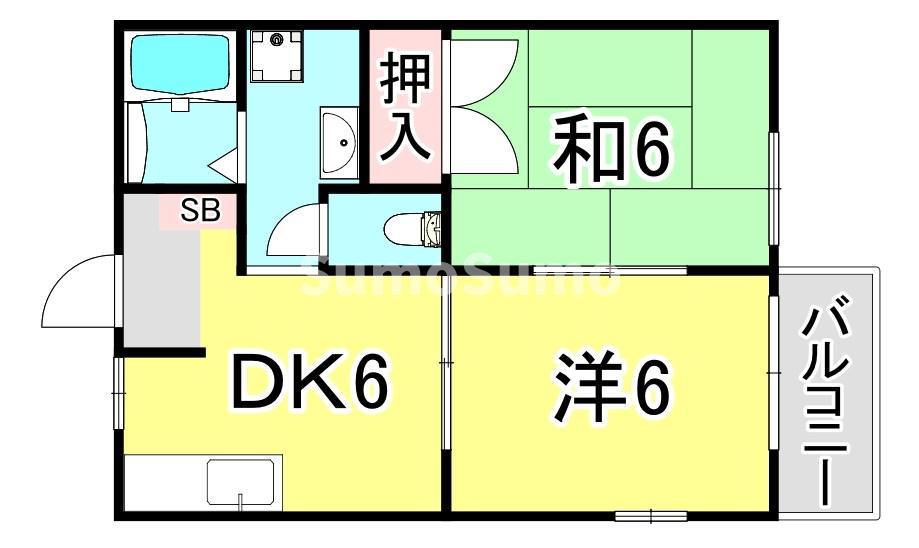 メゾン桜木(2DK/2階)の間取り写真
