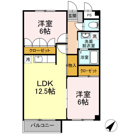 レジデンス山崎(2LDK/2階)の間取り写真