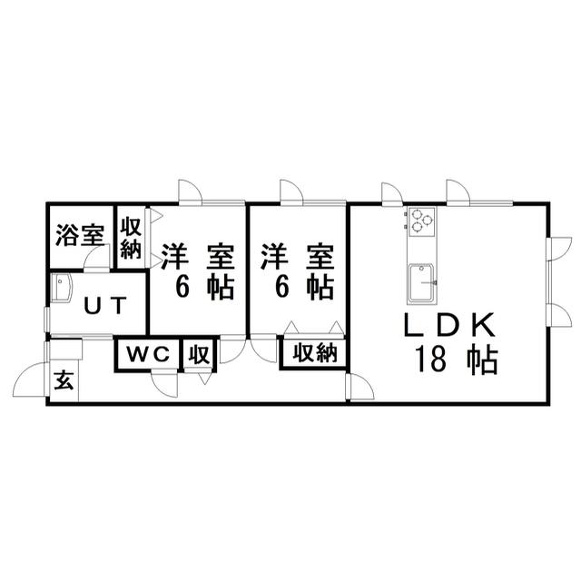 住之江町11-3 一棟二戸(2LDK/2階)の間取り写真