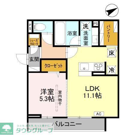 D-SERENO豊岡5丁目 A棟(1LDK/1階)の間取り写真