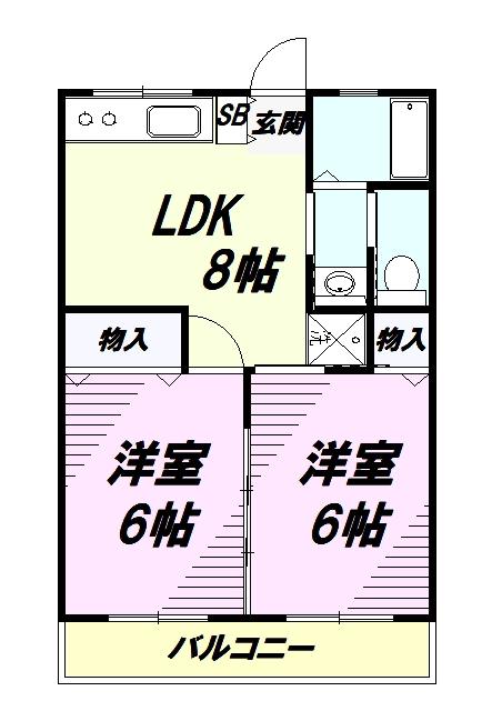 D・オリオン青梅(2LDK/1階)の間取り写真