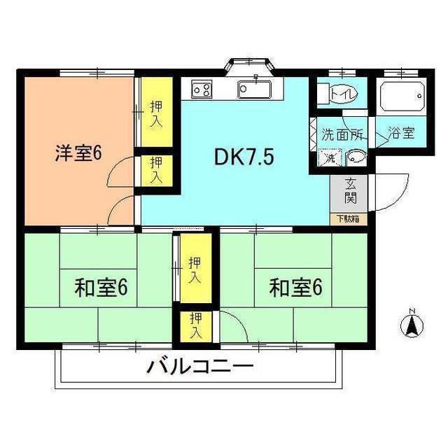 エクセルさがわI(3DK/2階)の間取り写真