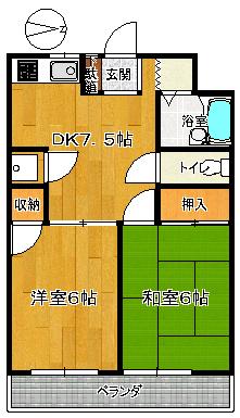リバーサイド土方2(2DK/1階)の間取り写真