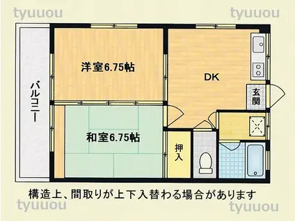 あさひコーポ(2DK/2階)の間取り写真