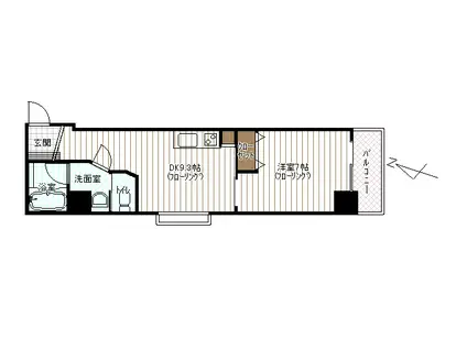 フレリア志比口(1DK/6階)の間取り写真