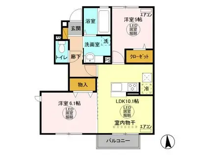 パインエーカーI(2LDK/1階)の間取り写真