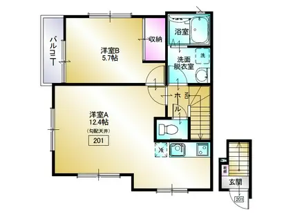 カーサセル(1LDK/2階)の間取り写真