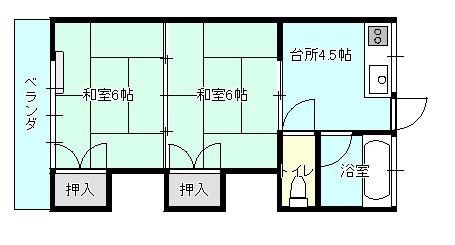 コーポジョーシン西城(2K/2階)の間取り写真