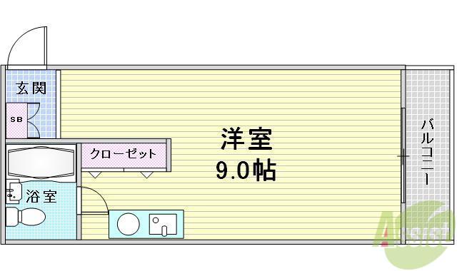 ファインクレスト江坂(ワンルーム/5階)の間取り写真