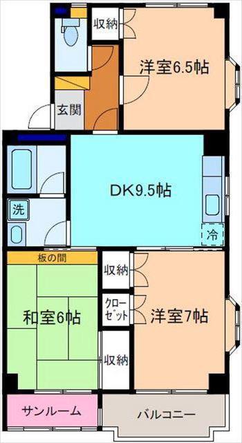 フラワァーロード(3DK/2階)の間取り写真