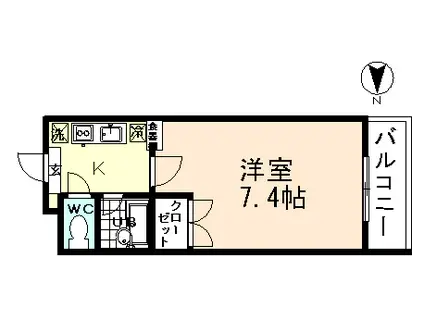 ラフィネ五福2(1K/2階)の間取り写真
