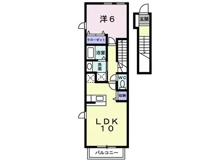 グリーンアイズ(1LDK/2階)の間取り写真