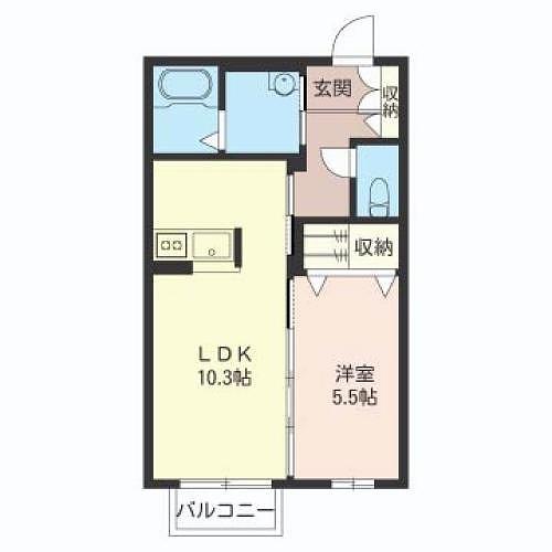 グリーンパーク(1LDK/1階)の間取り写真
