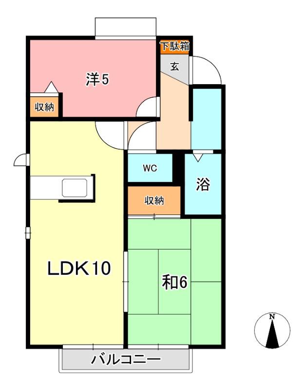 サニーガーデン(2LDK/2階)の間取り写真