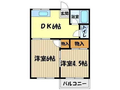 小金井ハイツ(2DK/1階)の間取り写真