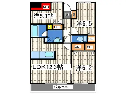 グランドエンブレム横浜(3LDK/4階)の間取り写真