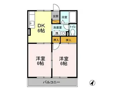 サニーコーポ・ハセベ(2DK/2階)の間取り写真