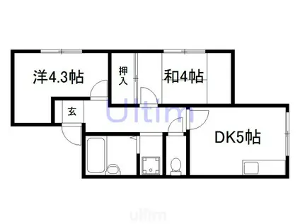 第三芳月ハイツ(2DK/2階)の間取り写真