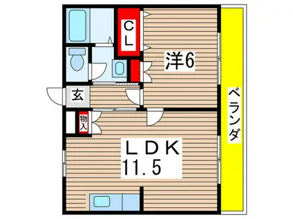 ミスターK北武庫之荘113(1LDK/2階)の間取り写真