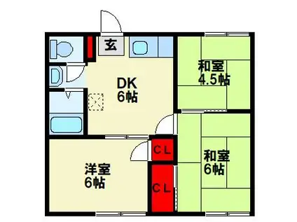 アセットハウス吉志(3DK/2階)の間取り写真