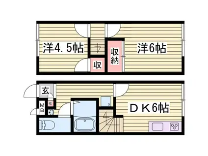 城北新町マンション(2DK/1階)の間取り写真