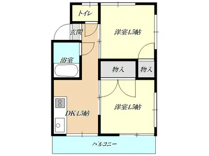 美鈴マンション(2K/2階)の間取り写真