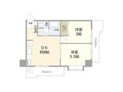 セブンスターマンション川崎大師(2DK/4階)の間取り写真