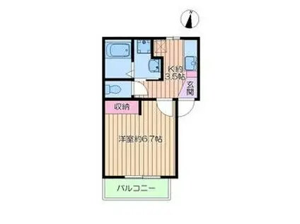 東京メトロ千代田線 北千住駅 徒歩10分 3階建 築4年(1K/1階)の間取り写真