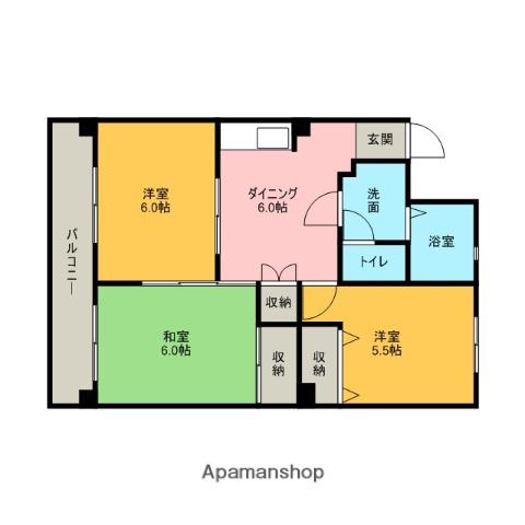 今宿西城コーポ(3DK/2階)の間取り写真