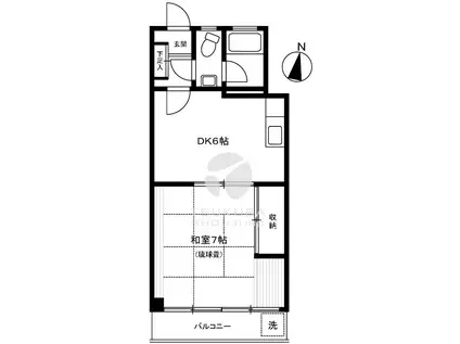 納戸マンション(1DK/4階)の間取り写真