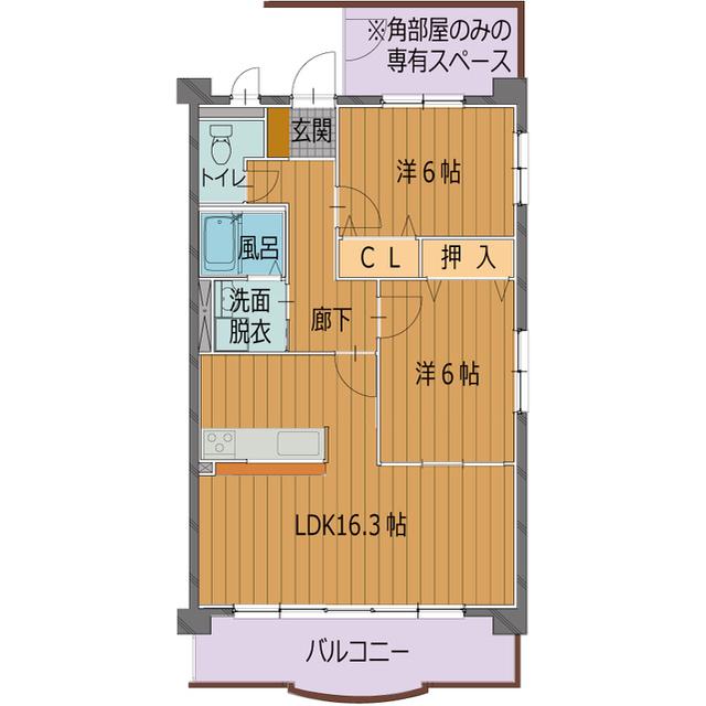 フォレストパークDIO(2LDK/2階)の間取り写真