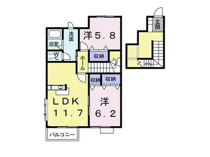 チャオ新井(2LDK/2階)の間取り写真