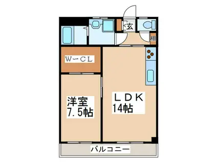 千草台谷本マンション(1LDK/2階)の間取り写真