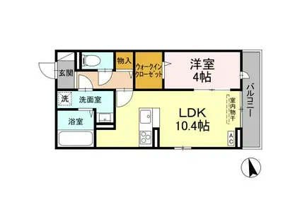 アリビオ曙(1LDK/2階)の間取り写真