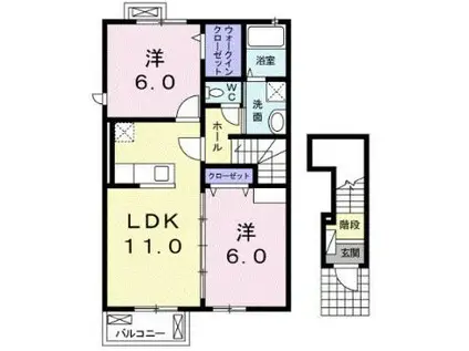 アルモニー泉(2LDK/2階)の間取り写真