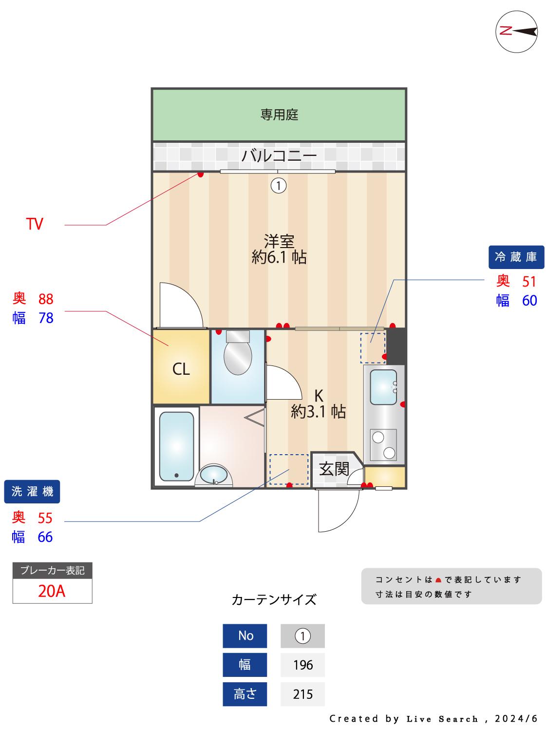 シャーメゾン コーポナカミチ(1K/1階)の間取り写真