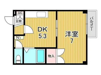 BELLENEIGE(1DK/1階)の間取り写真