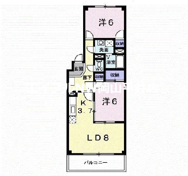 エクセル原尾島(2LDK/1階)の間取り写真