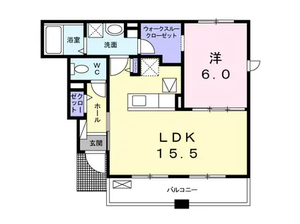 トリニティ岩村田I(1LDK/1階)の間取り写真
